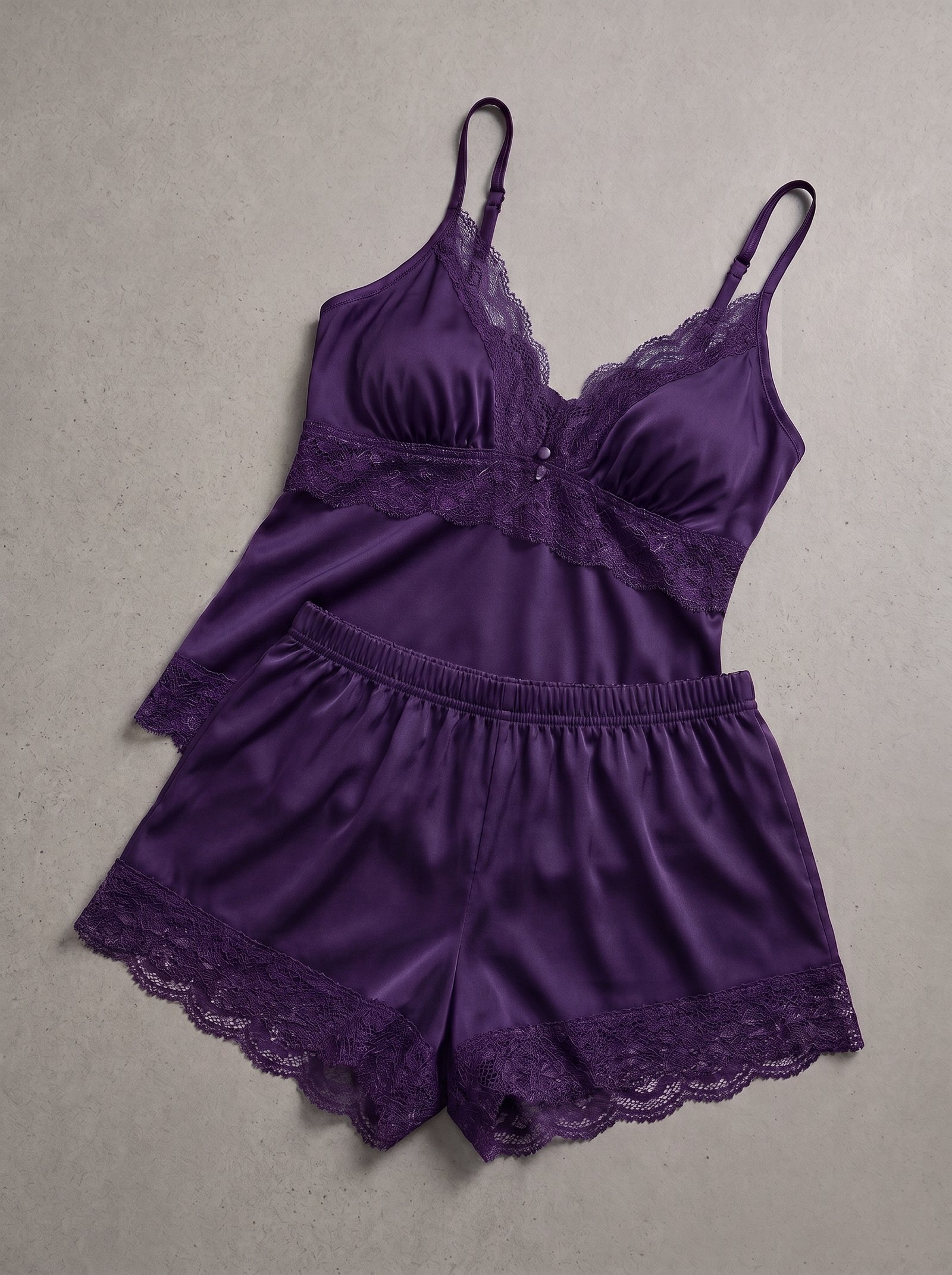 Women's Satin Nightwear Set – Lace Cami Top & Shorts Pajama Set - Image 4