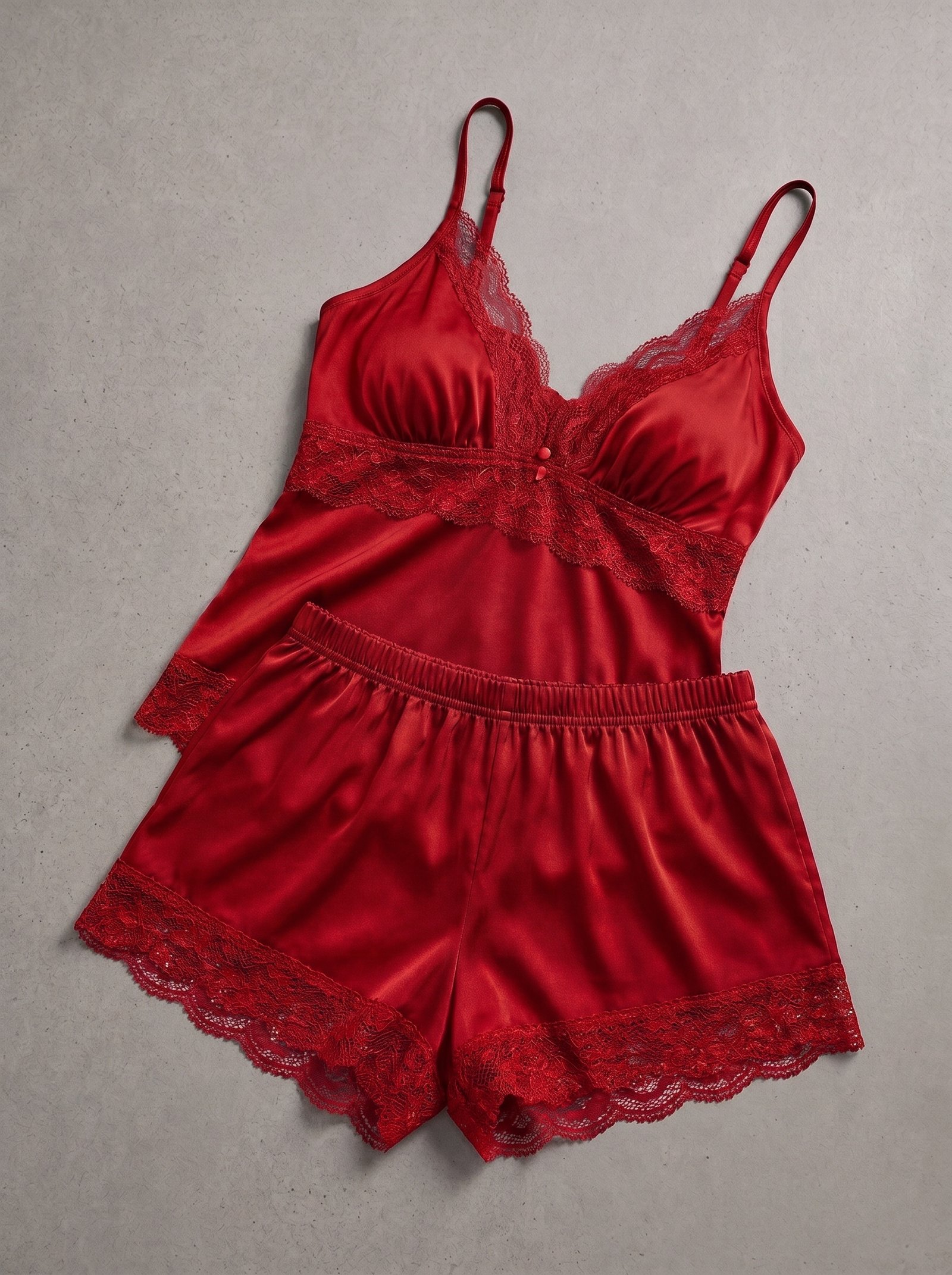 Women's Satin Nightwear Set – Lace Cami Top & Shorts Pajama Set - Image 5