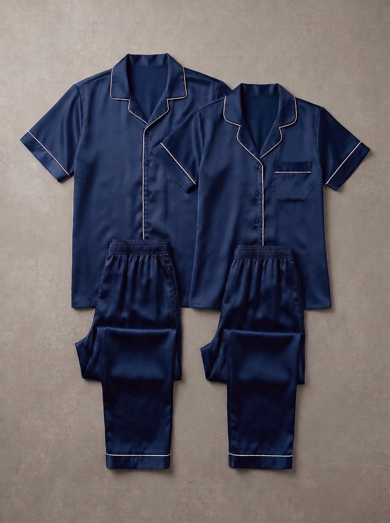 2-Piece Couple Satin Nightwear Set – Matching Half Sleeve Pajama Set for Him & Her - Image 2