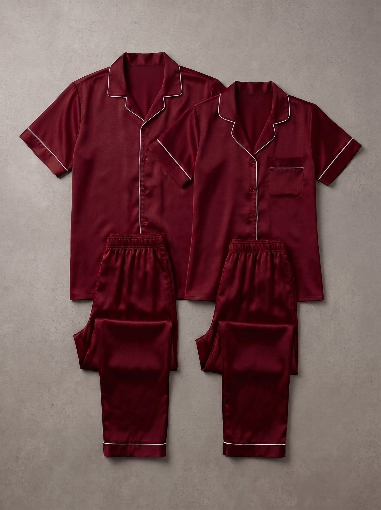 2-Piece Couple Satin Nightwear Set – Matching Half Sleeve Pajama Set for Him & Her - Image 3